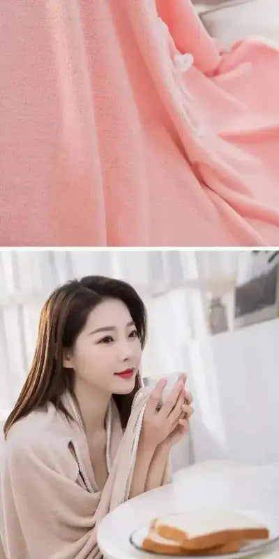 Wearable Style Bath Towels Soft Absorbent Towel Dress Thickened Water Absorbing Bathrobe Wearable Camisole Coral Fleece