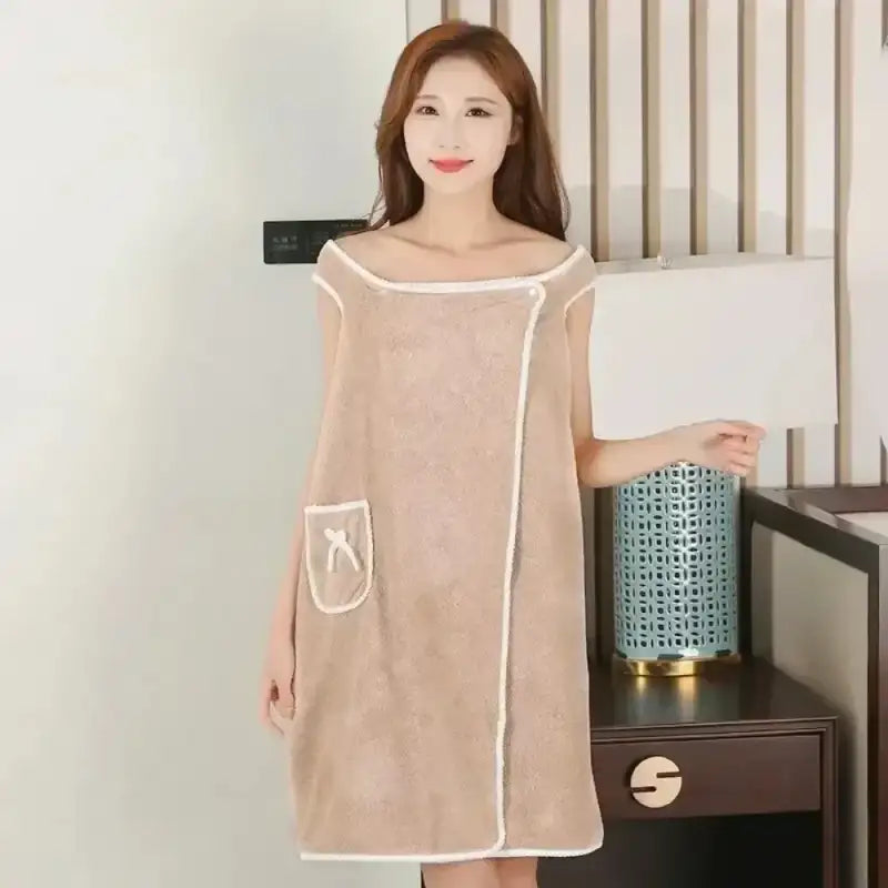Wearable Style Bath Towels Soft Absorbent Towel Dress Thickened Water Absorbing Bathrobe Wearable Camisole Coral Fleece