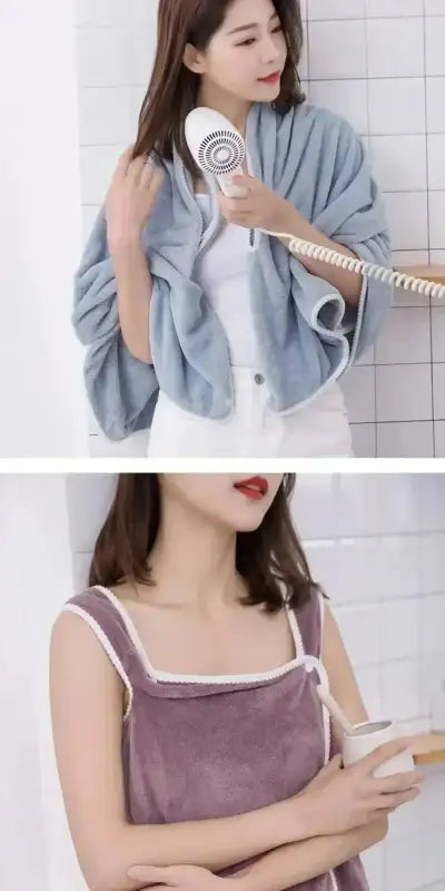 Wearable Style Bath Towels Soft Absorbent Towel Dress Thickened Water Absorbing Bathrobe Wearable Camisole Coral Fleece
