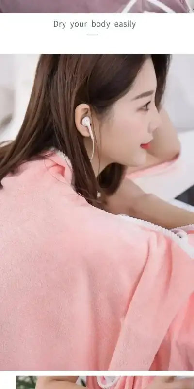 Wearable Style Bath Towels Soft Absorbent Towel Dress Thickened Water Absorbing Bathrobe Wearable Camisole Coral Fleece