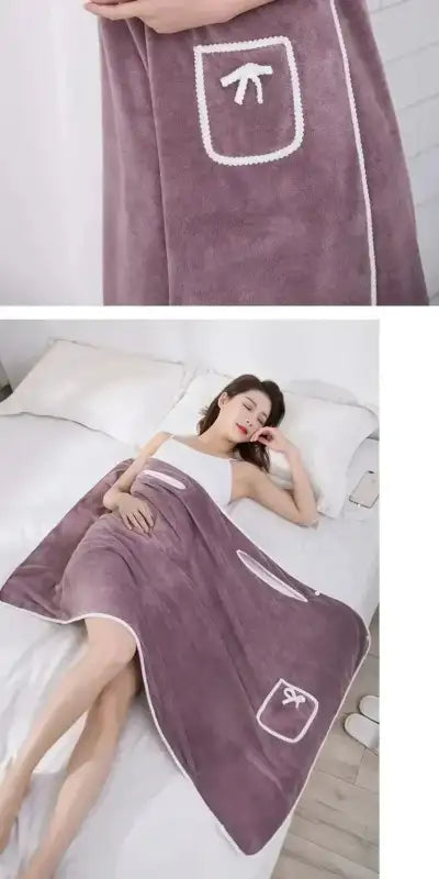Wearable Style Bath Towels Soft Absorbent Towel Dress Thickened Water Absorbing Bathrobe Wearable Camisole Coral Fleece