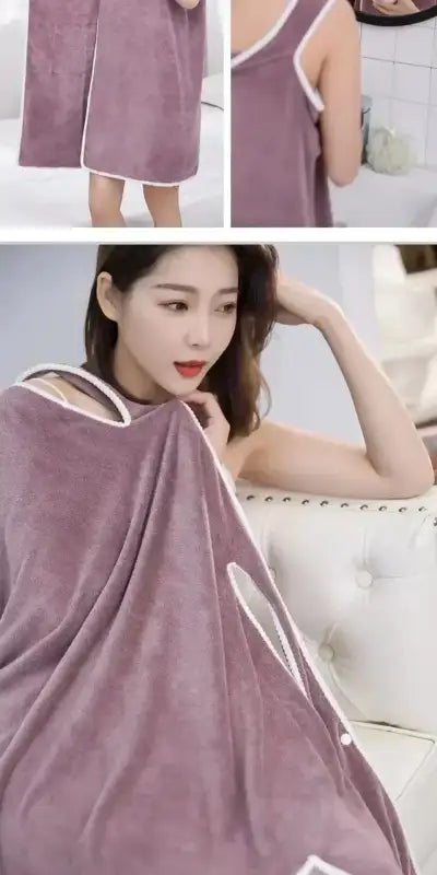 Wearable Style Bath Towels Soft Absorbent Towel Dress Thickened Water Absorbing Bathrobe Wearable Camisole Coral Fleece