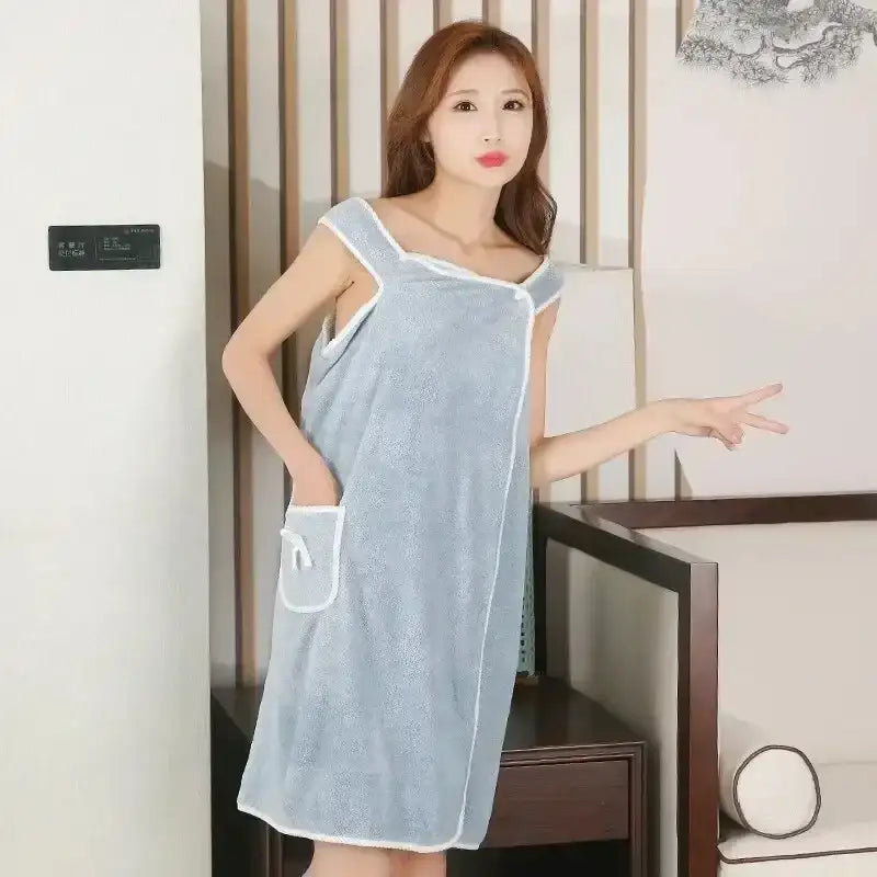 Wearable Style Bath Towels Soft Absorbent Towel Dress Thickened Water Absorbing Bathrobe Wearable Camisole Coral Fleece