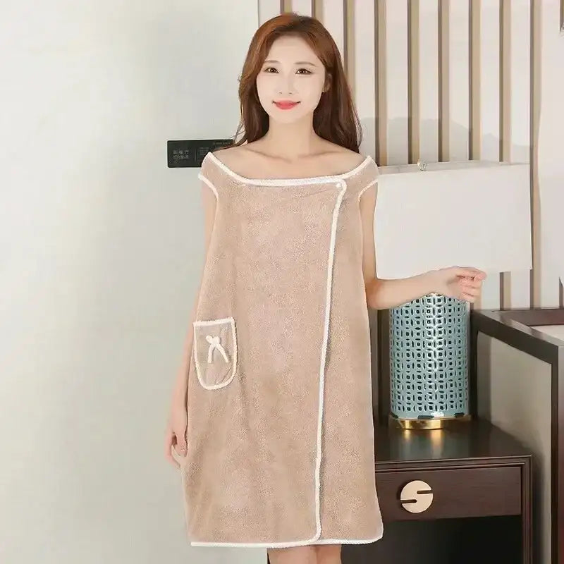Wearable Style Bath Towels Soft Absorbent Towel Dress Thickened Water Absorbing Bathrobe Wearable Camisole Coral Fleece