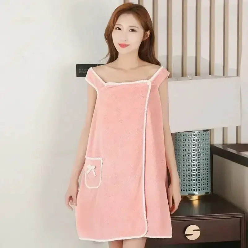 Wearable Style Bath Towels Soft Absorbent Towel Dress Thickened Water Absorbing Bathrobe Wearable Camisole Coral Fleece