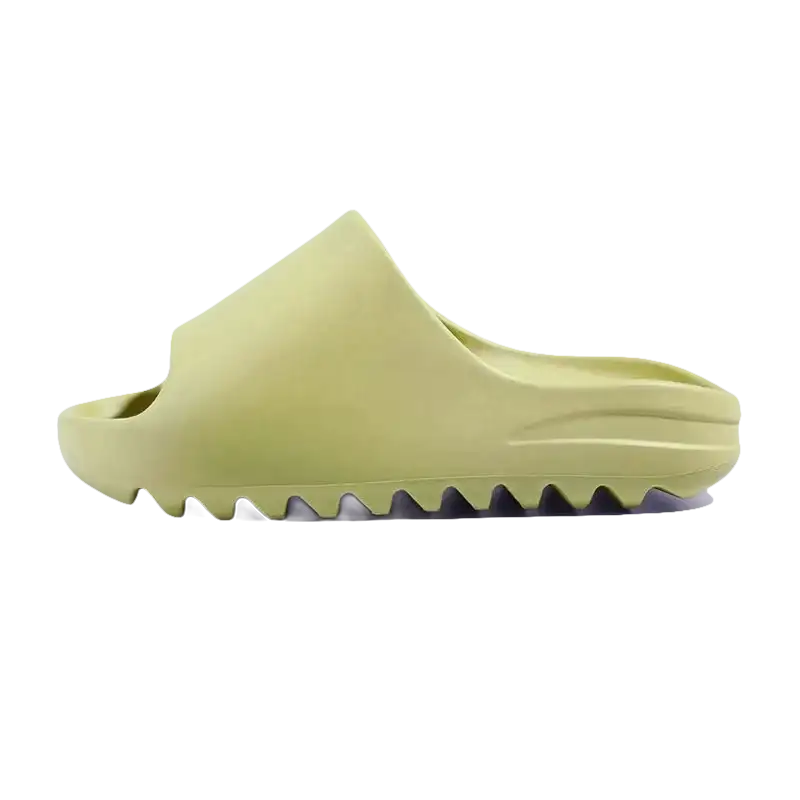 Olive green slide sandal.