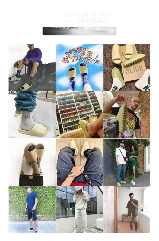 Yeezy slide footwear collage.