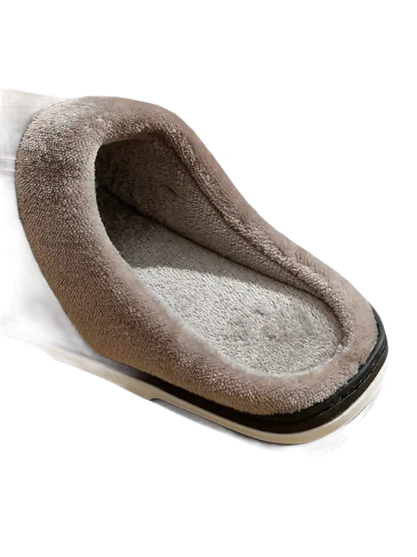 Fuzzy-lined slipper.