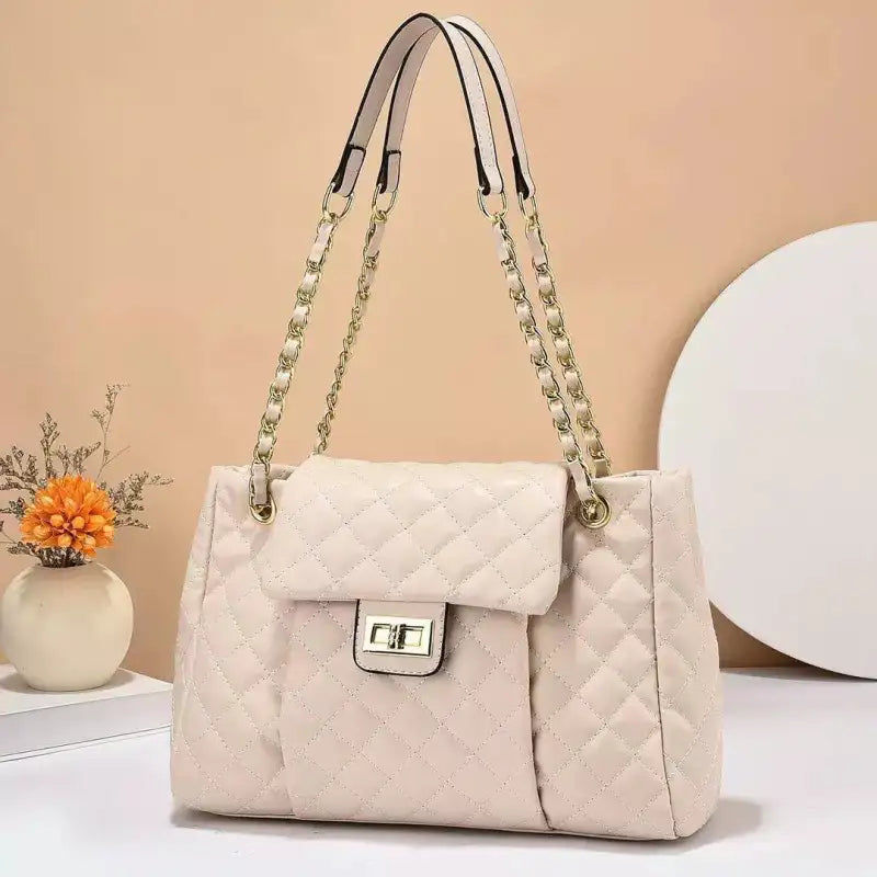 Embroidered Rhombus Chain Shoulder Bag