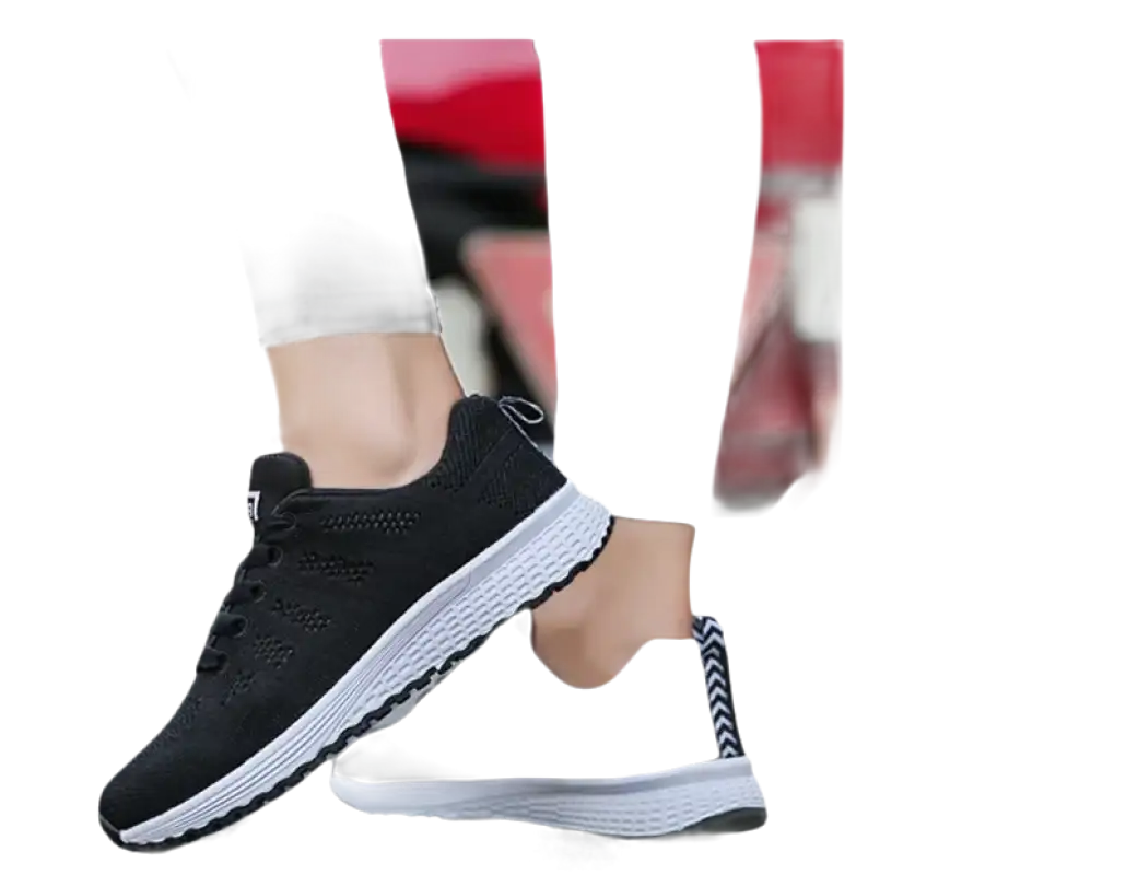 Black and white athletic shoes.