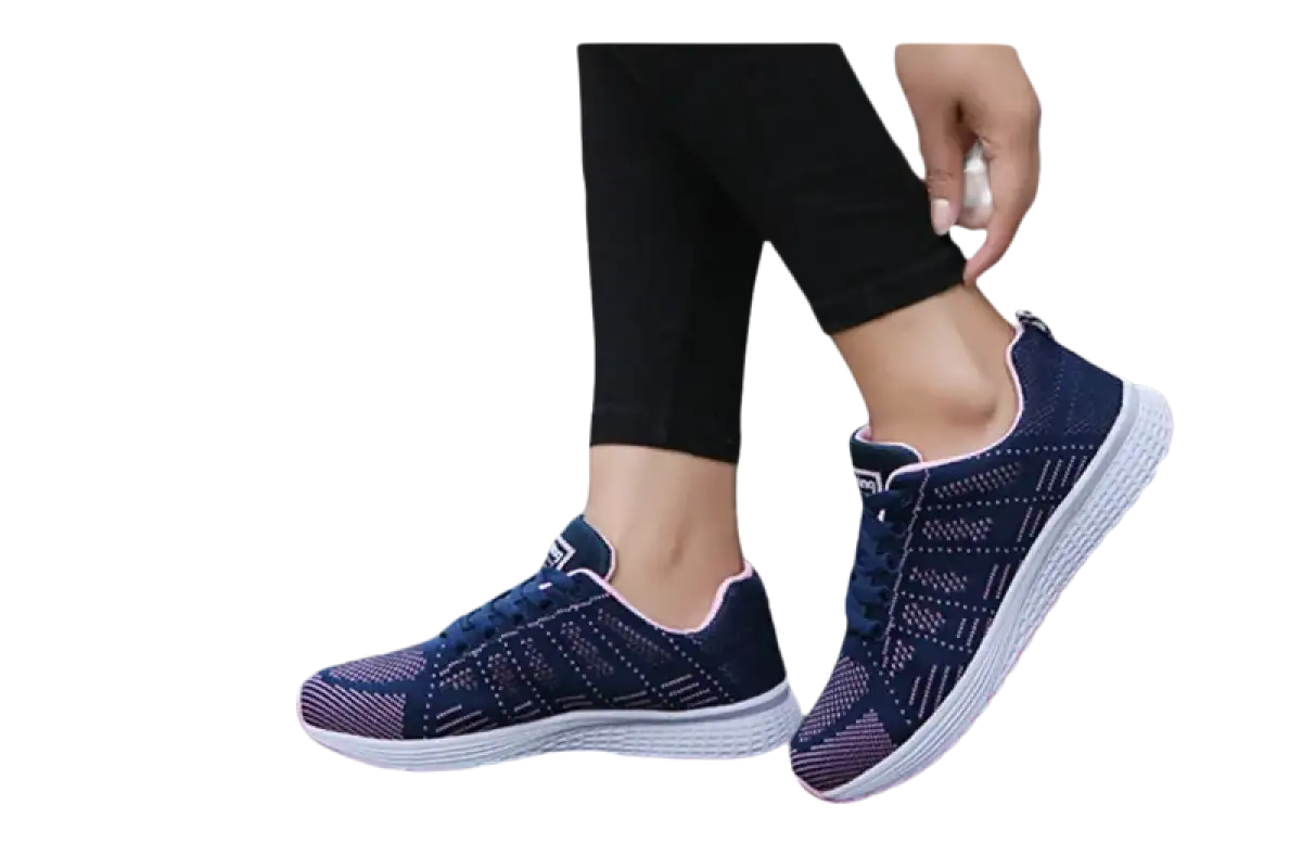 Navy blue athletic shoes.
