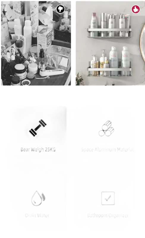 Bathroom organizer features.