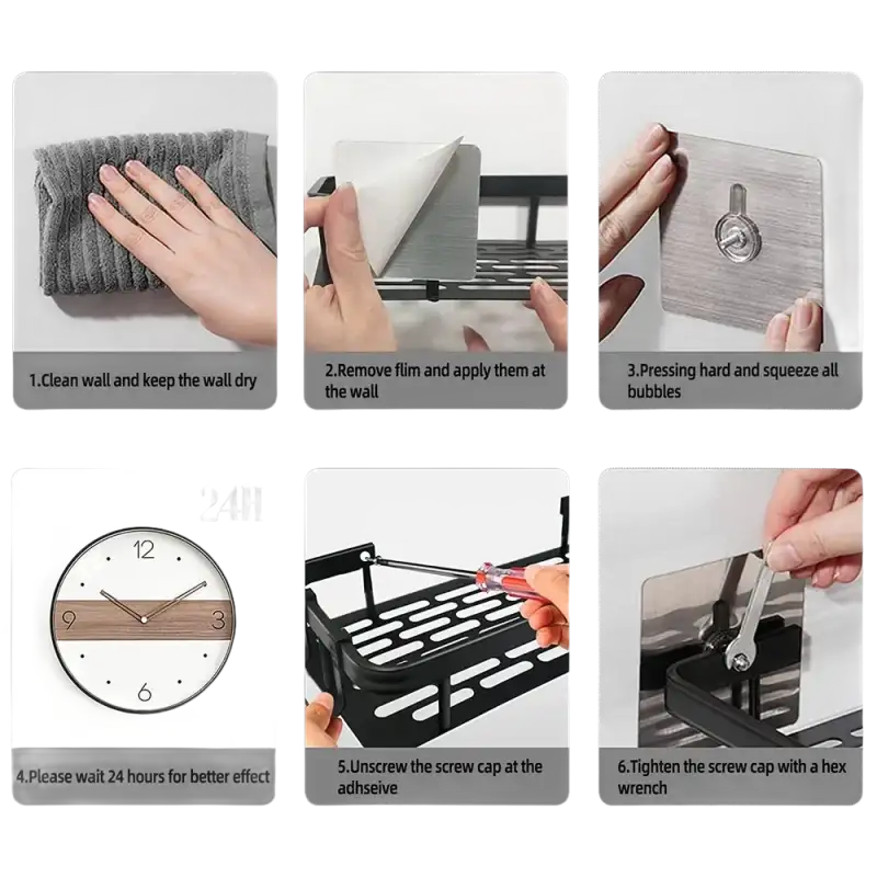 Instructions for installing a shelf.