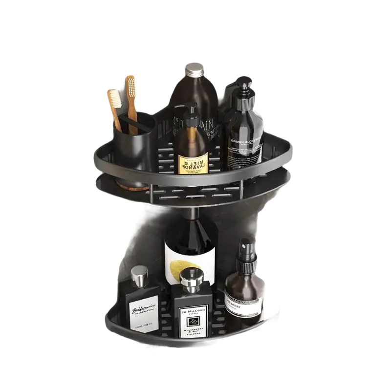 Two-tiered corner shower caddy.