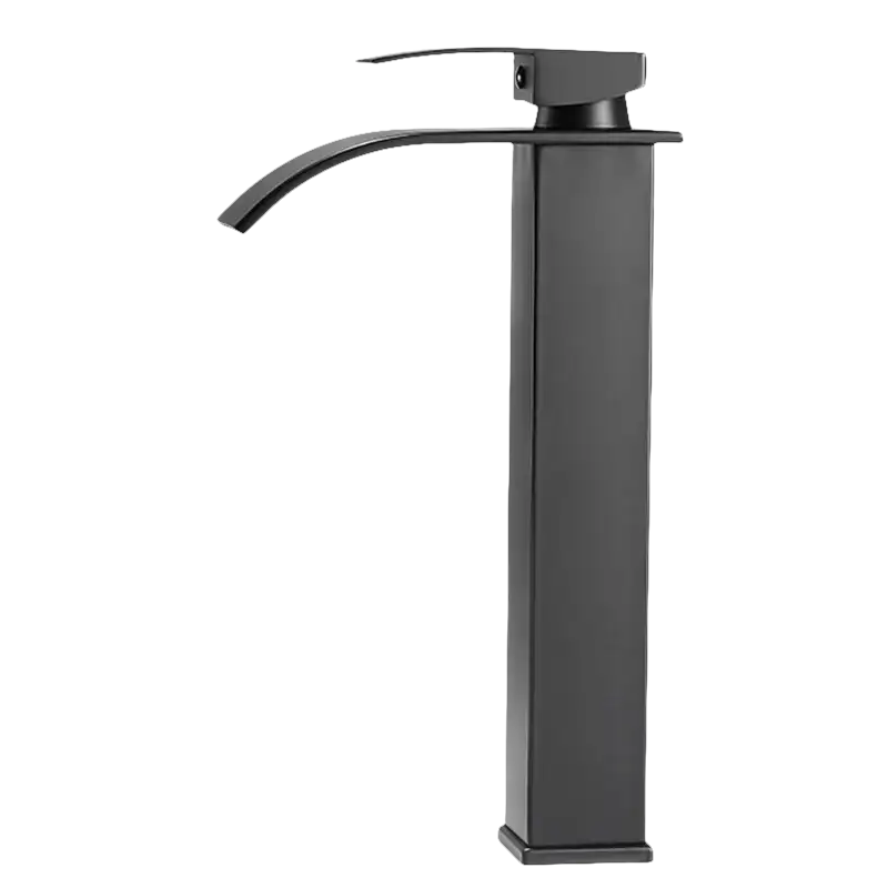 Black waterfall faucet.
