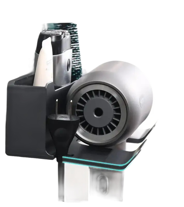Hair dryer and accessories holder.