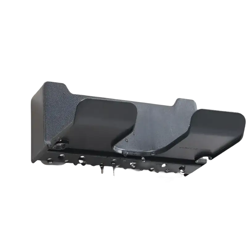 Black wall-mounted dumbbell rack with drainage holes.