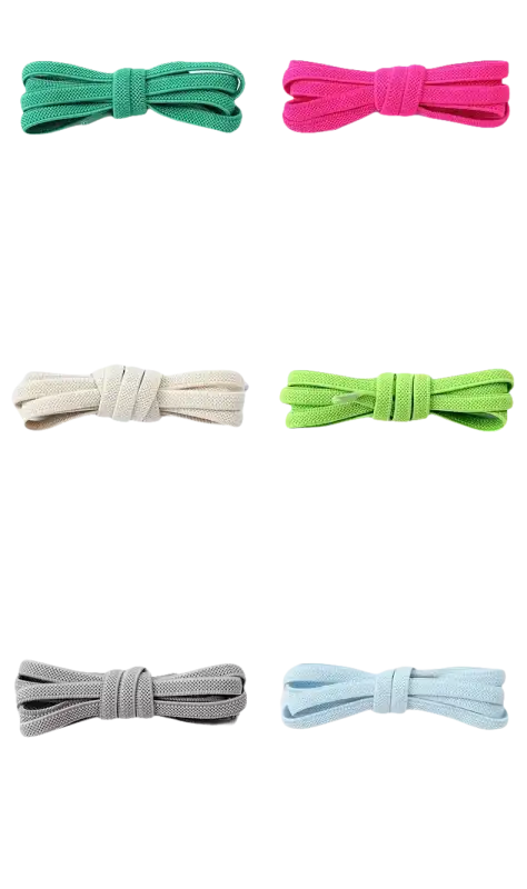 Colorful shoelaces with metal locks.