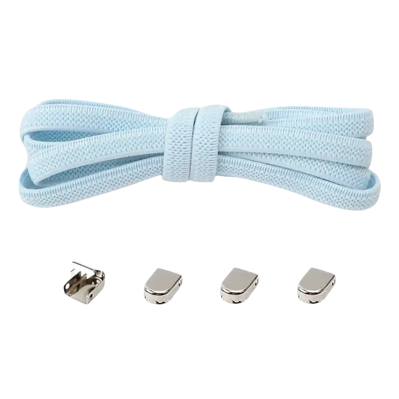 Light blue shoelaces with metal locks.