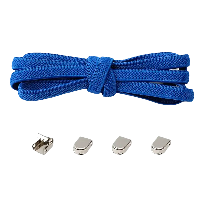 Royal blue shoelaces with metal locks.