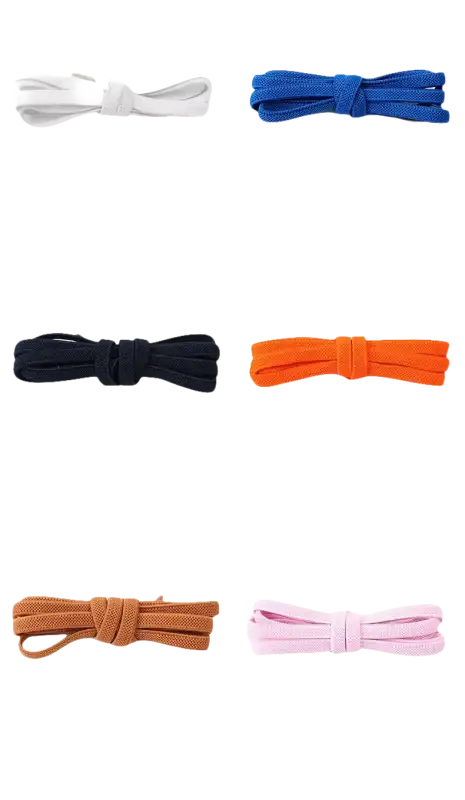 Selection of colorful shoelaces with metal locks.