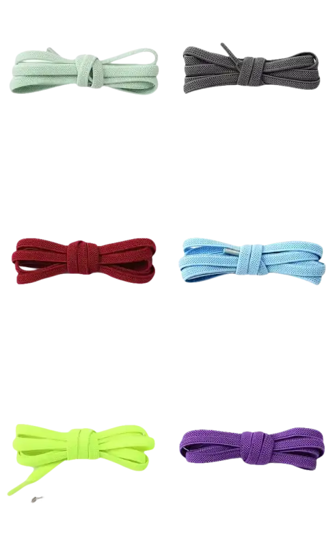 Selection of colorful no-tie shoelaces.