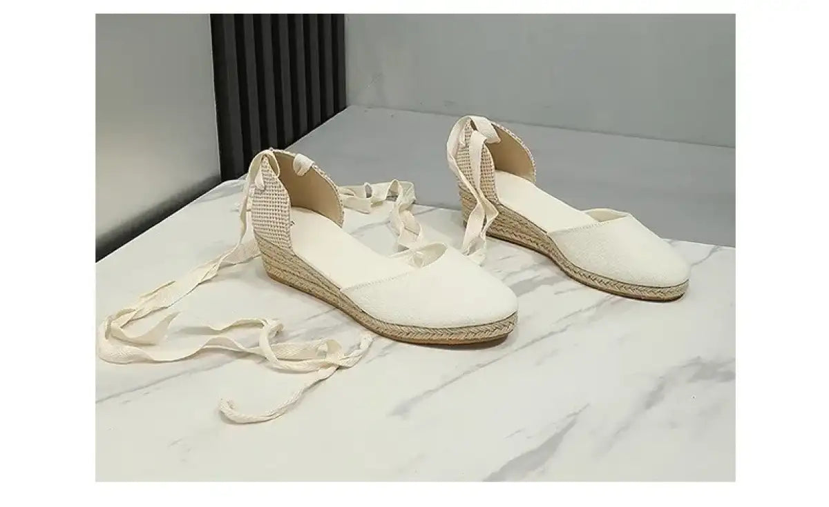 Sandals for Women 2025 Grass Woven High Heels Summer Strap High Heels Linen Soled Shoes Strap Hemp Rope Wedges Shoes