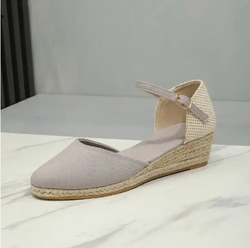 Sandals for Women 2025 Grass Woven High Heels Summer Strap High Heels Linen Soled Shoes Strap Hemp Rope Wedges Shoes