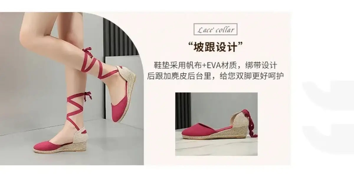 Sandals for Women 2025 Grass Woven High Heels Summer Strap High Heels Linen Soled Shoes Strap Hemp Rope Wedges Shoes