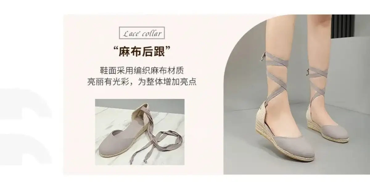 Sandals for Women 2025 Grass Woven High Heels Summer Strap High Heels Linen Soled Shoes Strap Hemp Rope Wedges Shoes