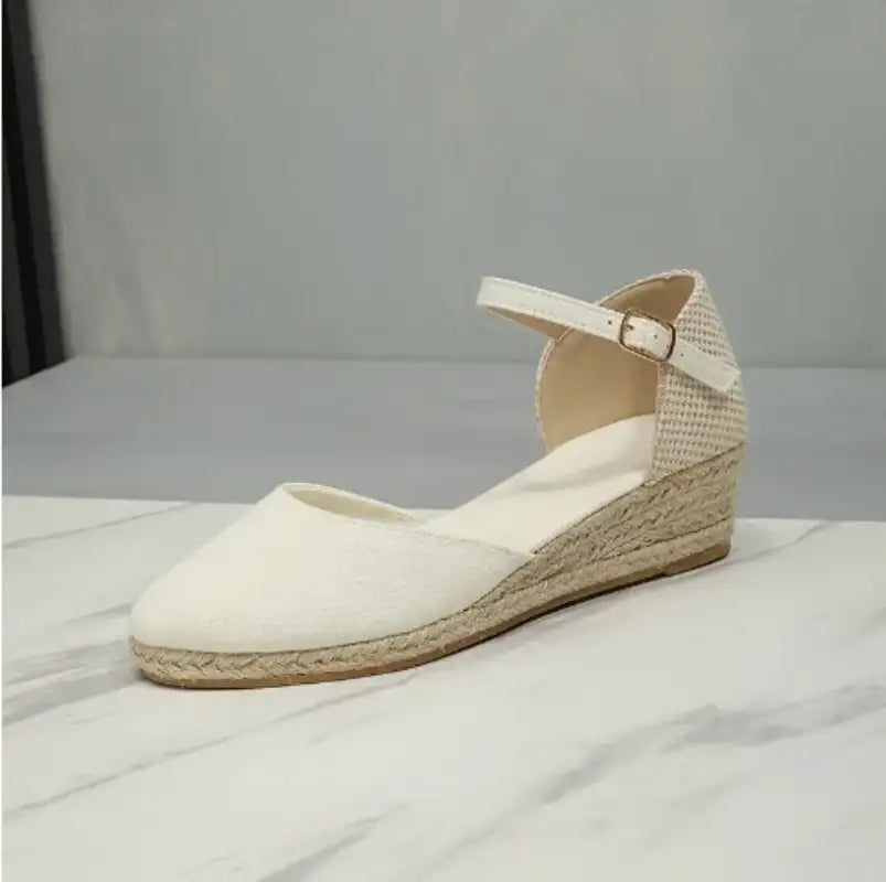 Sandals for Women 2025 Grass Woven High Heels Summer Strap High Heels Linen Soled Shoes Strap Hemp Rope Wedges Shoes