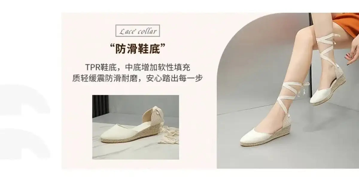 Sandals for Women 2025 Grass Woven High Heels Summer Strap High Heels Linen Soled Shoes Strap Hemp Rope Wedges Shoes
