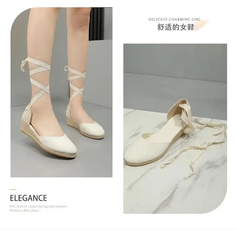 Sandals for Women 2025 Grass Woven High Heels Summer Strap High Heels Linen Soled Shoes Strap Hemp Rope Wedges Shoes