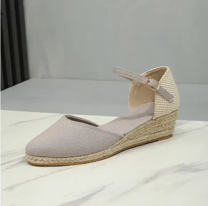 Sandals for Women 2025 Grass Woven High Heels Summer Strap High Heels Linen Soled Shoes Strap Hemp Rope Wedges Shoes