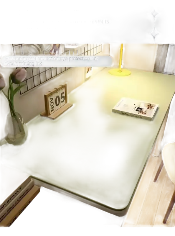 Green desk mat.