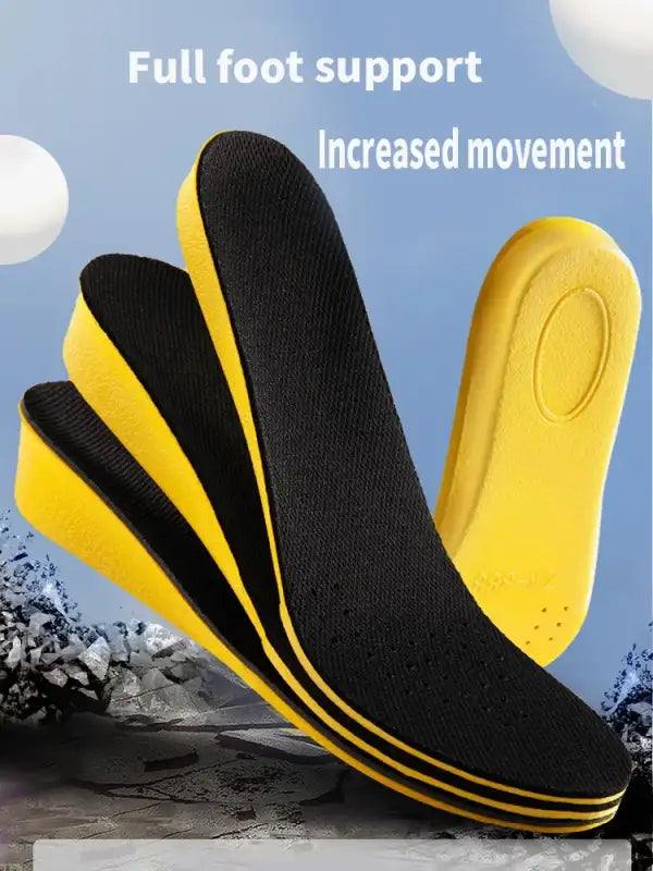 Invisiable Height Increase Insoles for Women Men Heel Lift Yellow Shoes Sole Pad Breathable Shock Absorption Feet Care