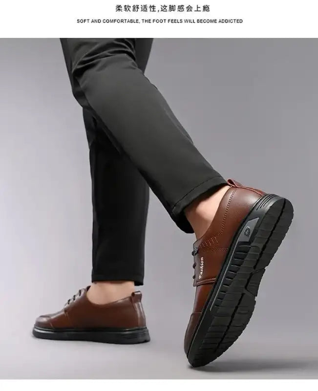 Men’s Dress Shoes New Shiny Business Work Shoes Autumn Thick-soled Comfortable British Casual Men’s Pu Leather Shoes