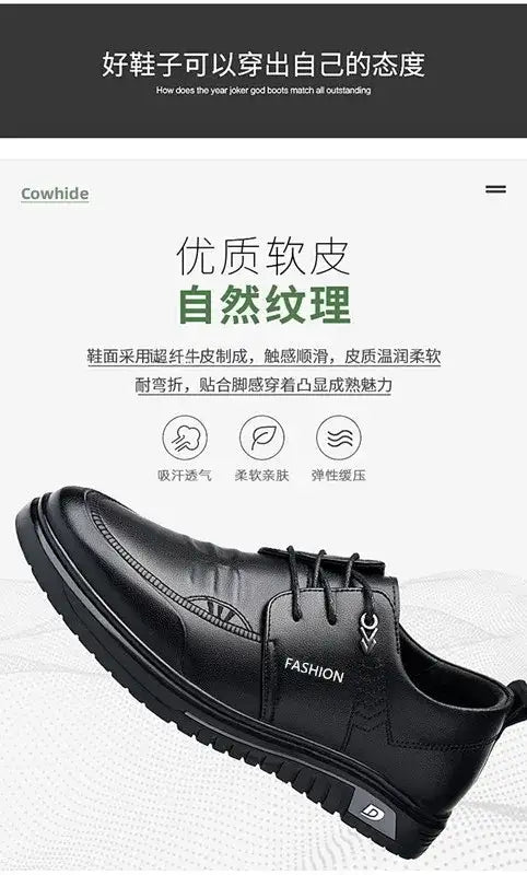 Men’s Dress Shoes New Shiny Business Work Shoes Autumn Thick-soled Comfortable British Casual Men’s Pu Leather Shoes
