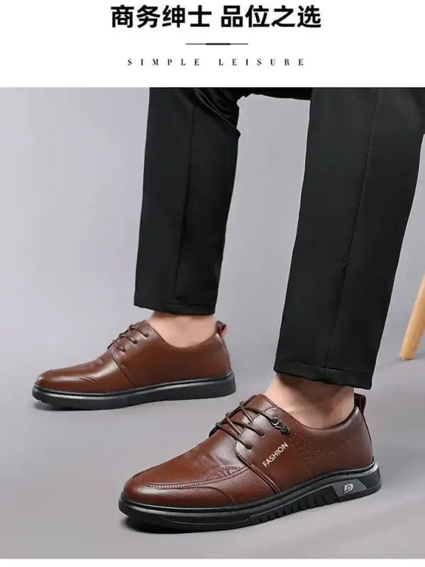 Men’s Dress Shoes New Shiny Business Work Shoes Autumn Thick-soled Comfortable British Casual Men’s Pu Leather Shoes