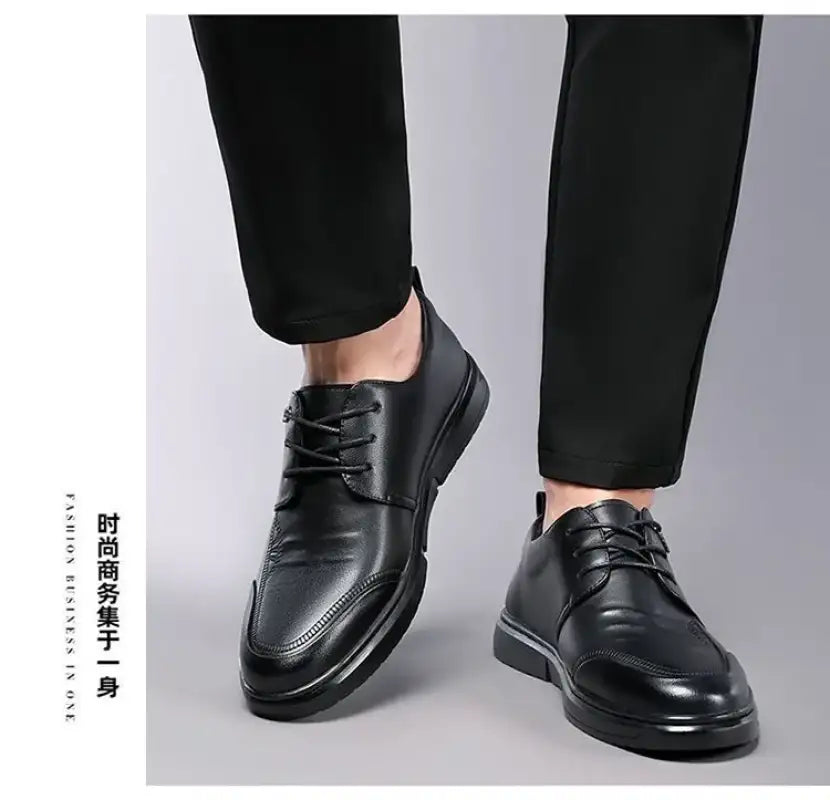 Men’s Dress Shoes New Shiny Business Work Shoes Autumn Thick-soled Comfortable British Casual Men’s Pu Leather Shoes