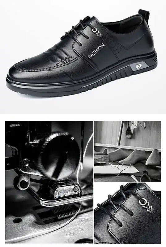 Men’s Dress Shoes New Shiny Business Work Shoes Autumn Thick-soled Comfortable British Casual Men’s Pu Leather Shoes