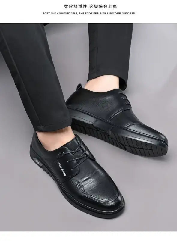 Men’s Dress Shoes New Shiny Business Work Shoes Autumn Thick-soled Comfortable British Casual Men’s Pu Leather Shoes