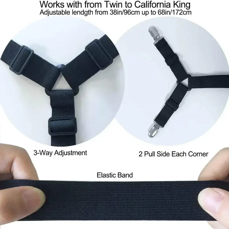 2 PCS Sheet Fastener Fixing Straps Adjustable Cross Elastic Straps Flat Fit Sheet Clips for Mattress Cushions Sofa