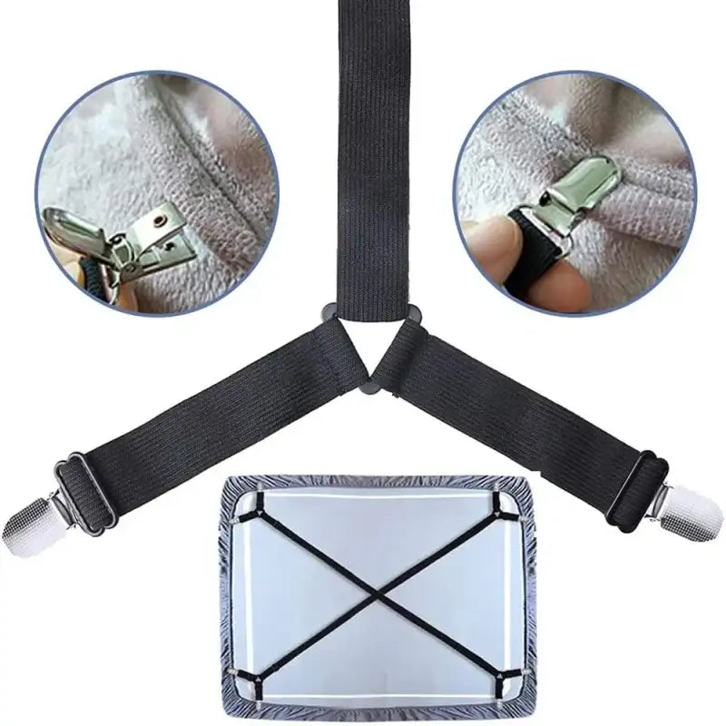 2 PCS Sheet Fastener Fixing Straps Adjustable Cross Elastic Straps Flat Fit Sheet Clips for Mattress Cushions Sofa