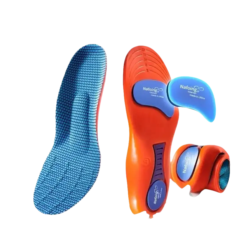 Orange and blue air suspension insoles.