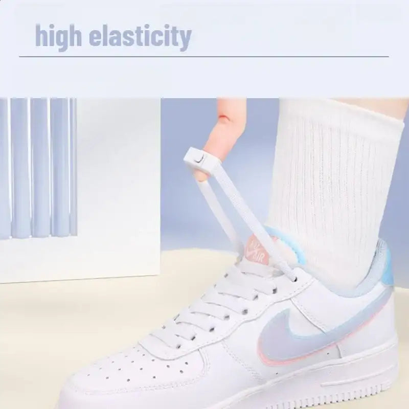 8MM Widened Flat No Tie Press Lock shoe laces lanvin sneakers elastic laces sneakers Kids Adult Shoelace for Shoes