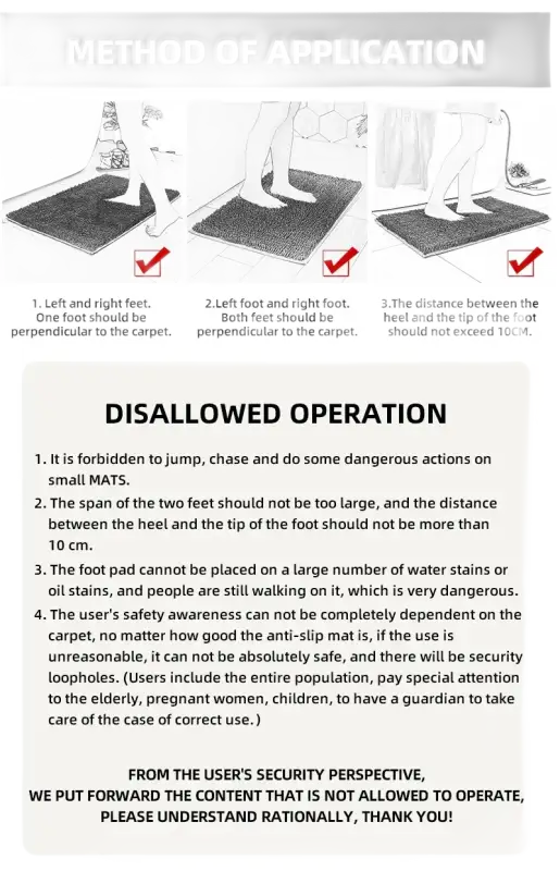 Instructions for using a mat.