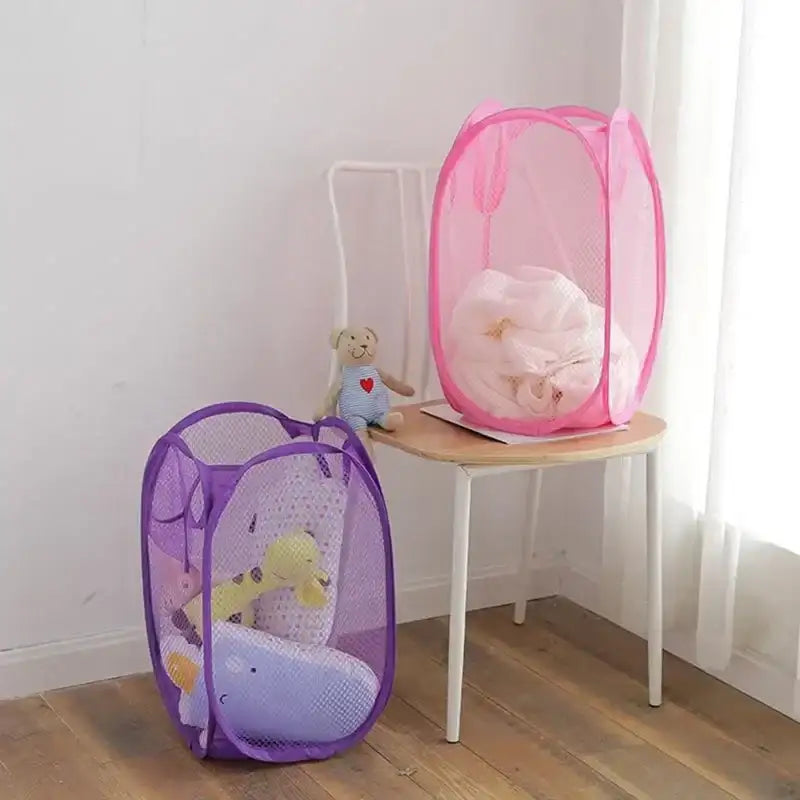 Foldable Color Mesh Clothes Dirty Clothes Basket Household Mesh Dirty Clothes Basket Storage Basket Storage Bucket