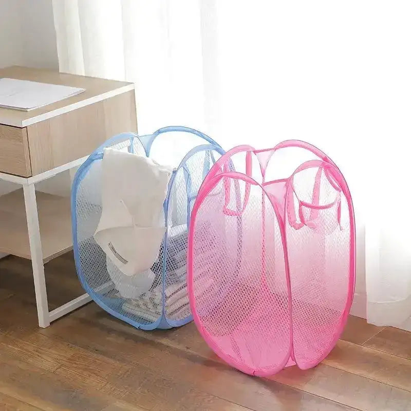 Foldable Color Mesh Clothes Dirty Clothes Basket Household Mesh Dirty Clothes Basket Storage Basket Storage Bucket