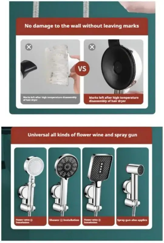 1Pc Universal Shower Head Holder Adjustable Strong Adhesive ABS Shower Brackets Suction Cup Wall Mount Waterproof